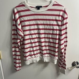 Red and White Striped Long Sleeve Shirt